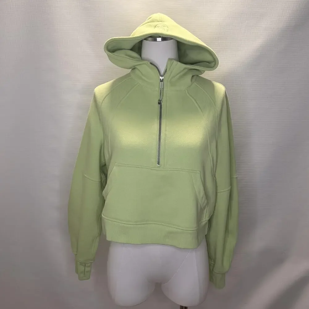 Lululemon Scuba Hoodie Womens XS/S Green 1/2 Zip Fleece Cropped Thumbholes